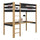 Lit mezzanine avec bureau en bois noir-chêne – chambre d'enfant, scandinave Nizio