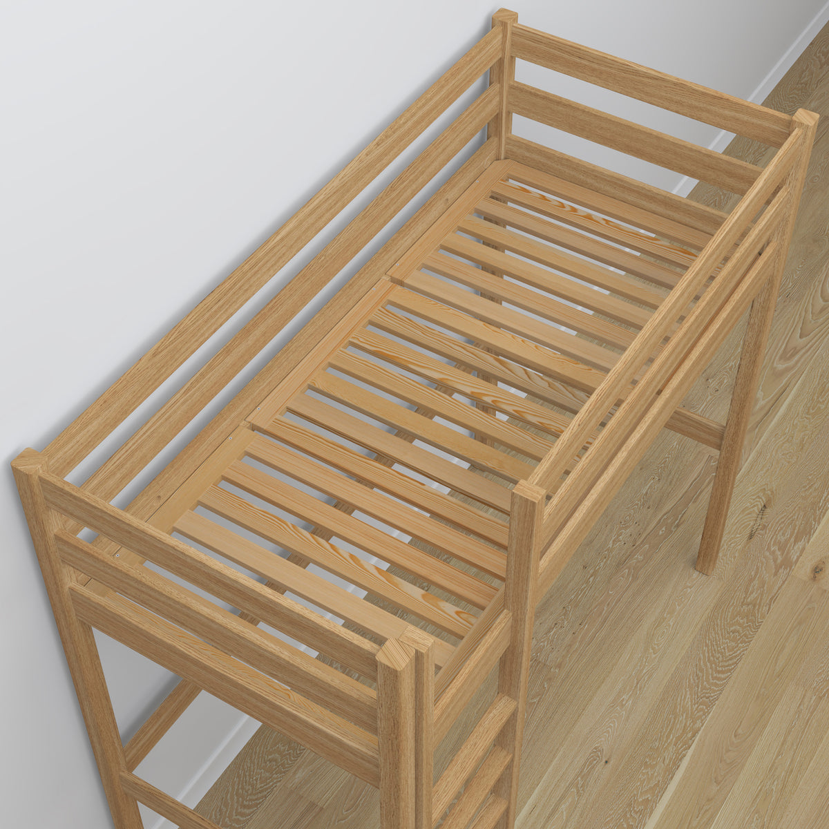 Hoogslaper eikenhouten naturel eiken – details van verbindingen en ladder, Nizio Home