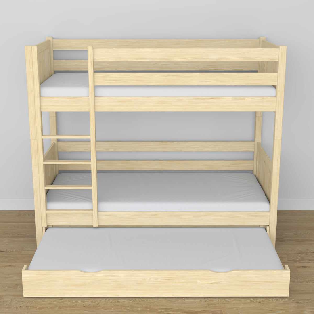 Stapelbed met matraslade transparant grenen van hout – massief hout, scandi stijl