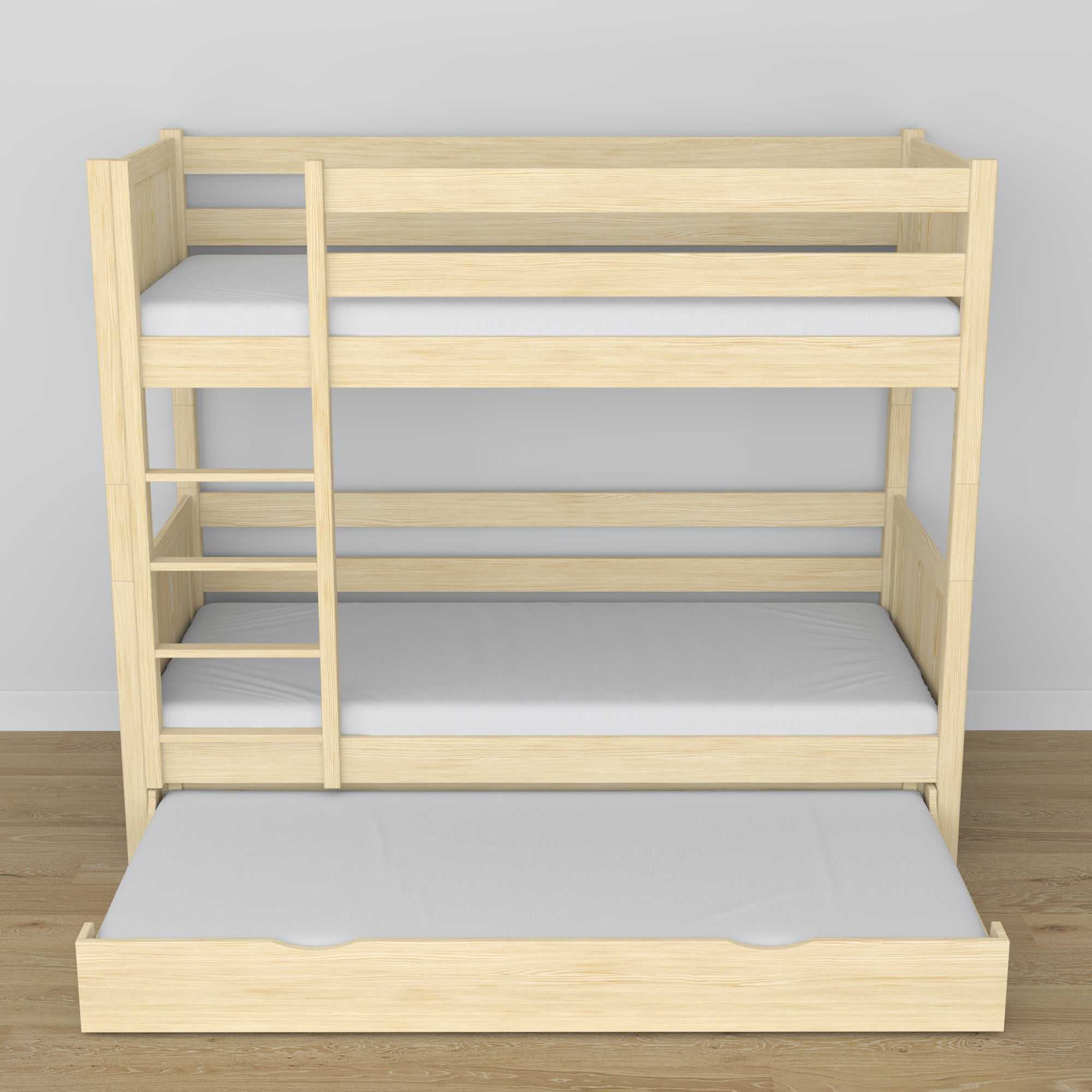 Stapelbed met matraslade transparant grenen van hout – massief hout, scandi stijl