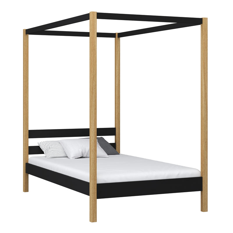 Houten hemelbed zwart-eiken – kinderkamer, Scandinavische stijl Nizio
