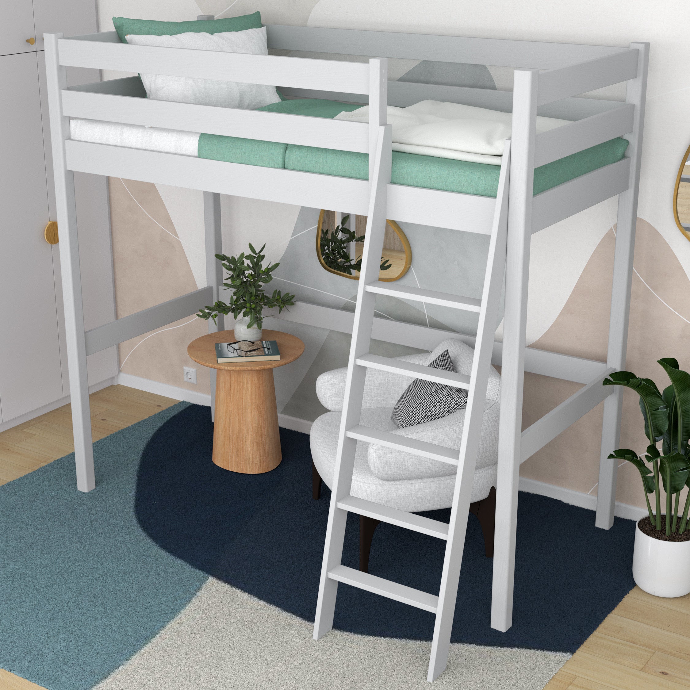Hoogslaper grijs in de kinderkamer – scandi inrichting, van hout