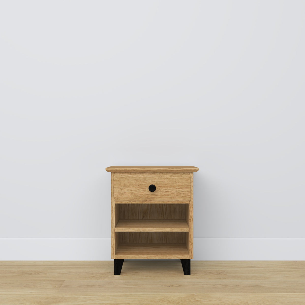 Table de chevet z tiroir N02 en chêne chêne naturel avec noir – chambre, style scandinave