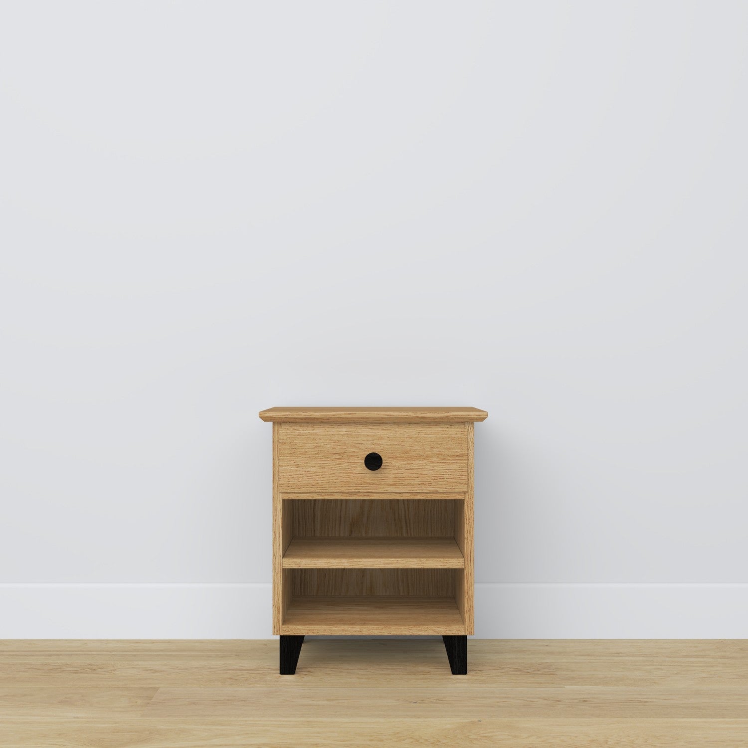Table de chevet z tiroir N02 en chêne chêne naturel avec noir – chambre, style scandinave
