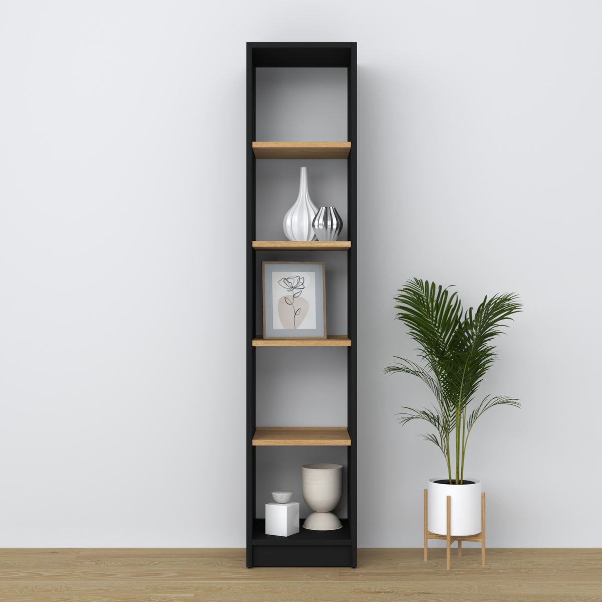 Wooden shelf N01 black / oak