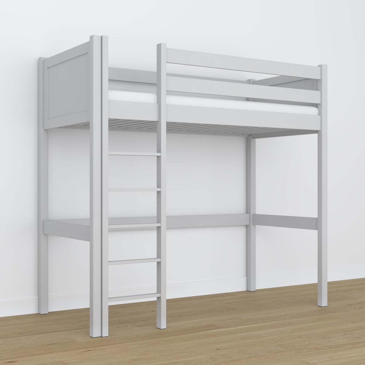 Hoogslaper houten grijs – details van verbindingen en ladder, Nizio Home