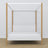 Tweepersoonsbed wit-eiken met hemelbed – hoek van het houten frame, close-up