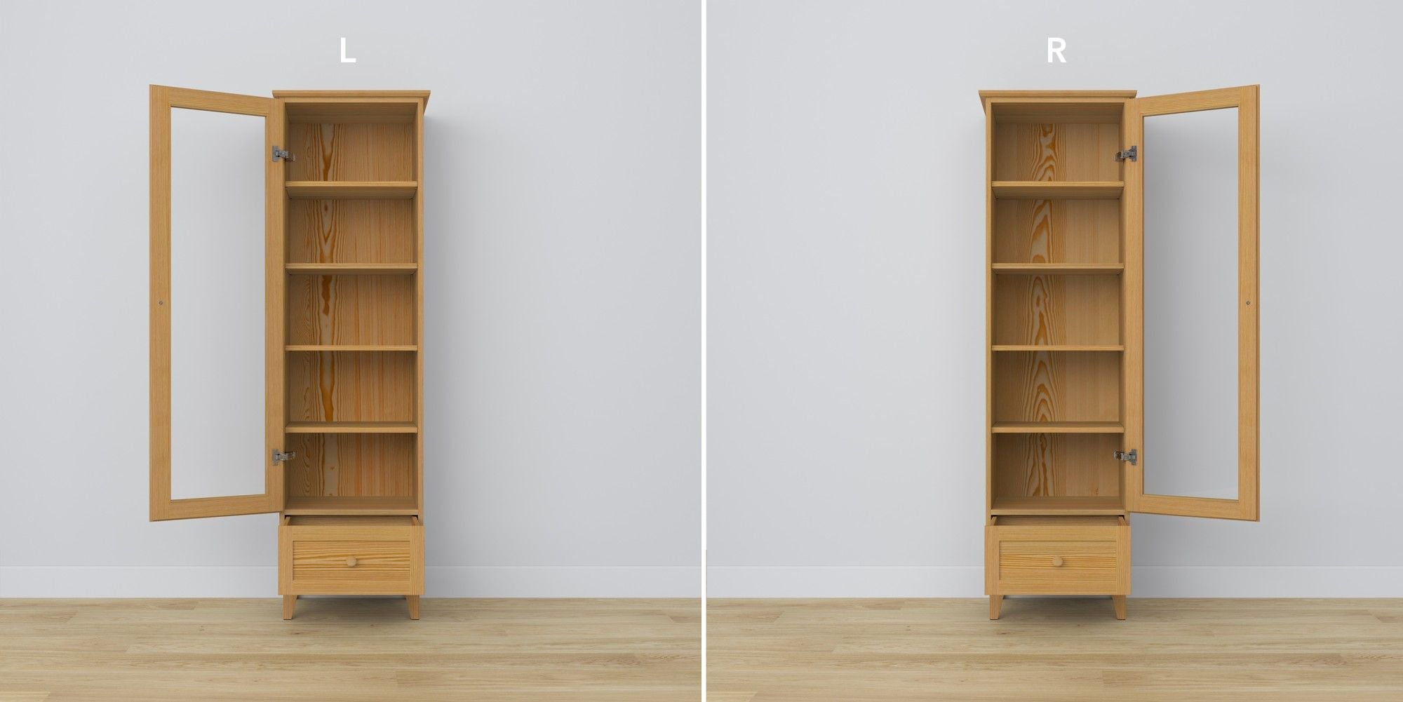 Pine display cabinet 1S 57 Scandi natural pine
