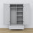 Wardrobe 2D1S wooden grey – open doors, hanging rail and internal shelves