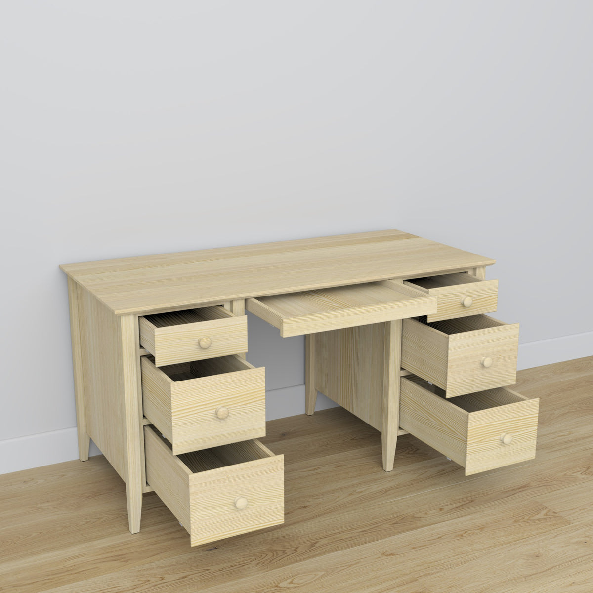 Bureau 6S houten transparant grenen in werkkamer – scandinavische inrichting, Nizio