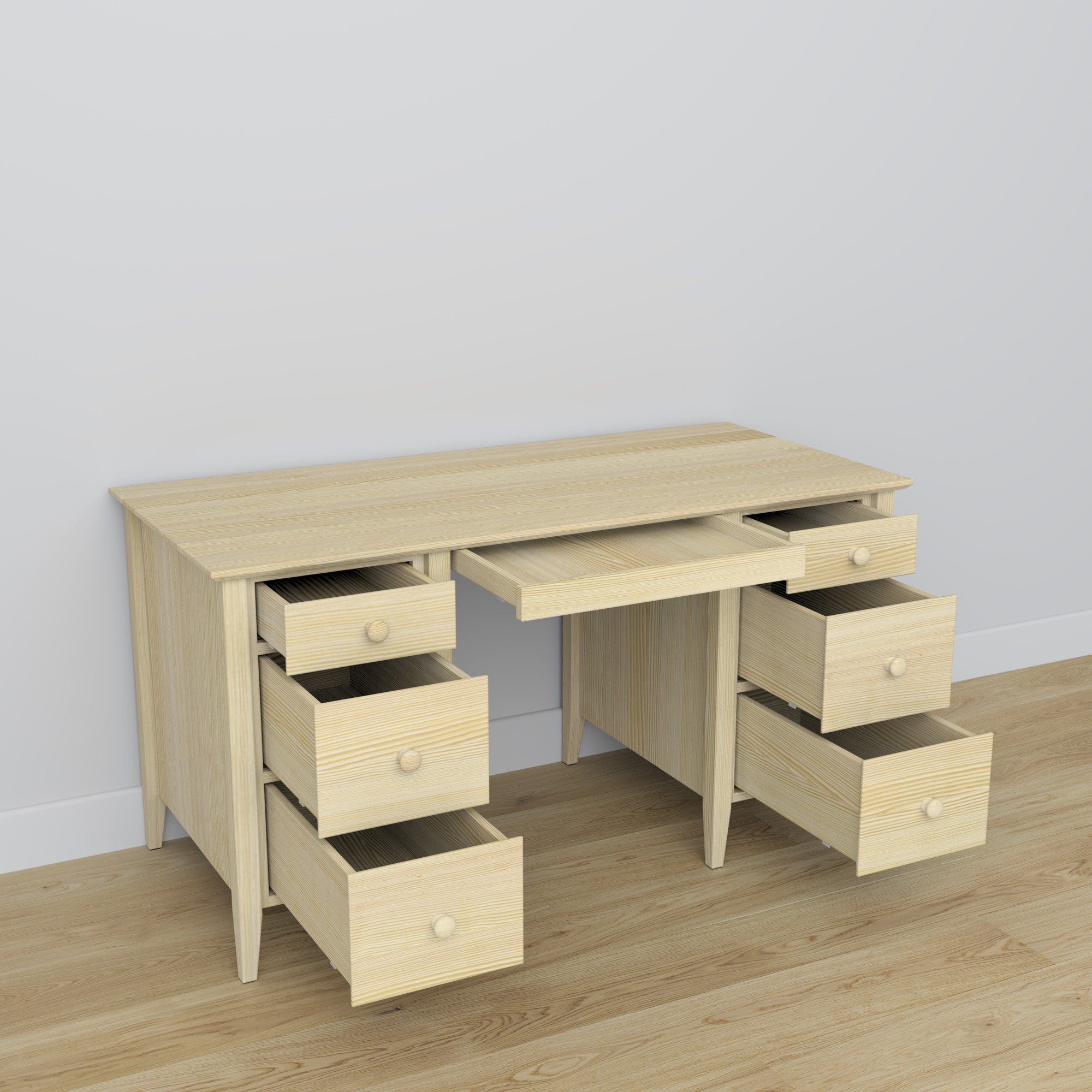 Bureau 6S houten transparant grenen in werkkamer – scandinavische inrichting, Nizio