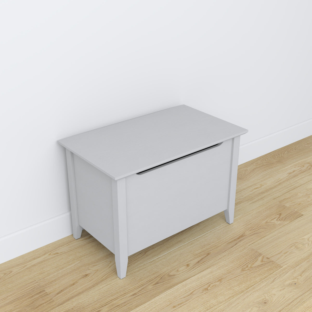 Chest wooden grey – open lid, spacious storage interior
