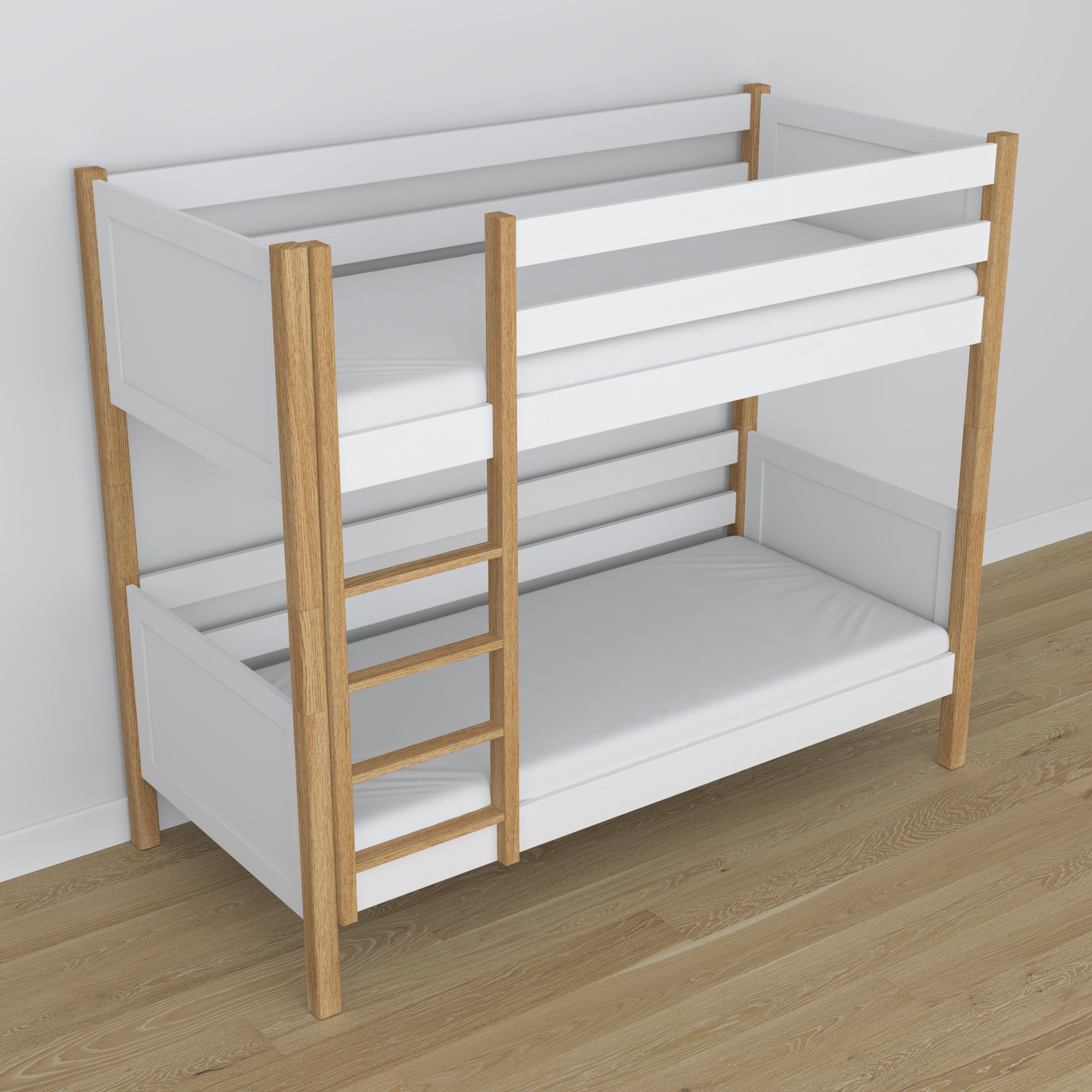 Stapelbed wit-eiken in kinderkamer – scandi inrichting, houten