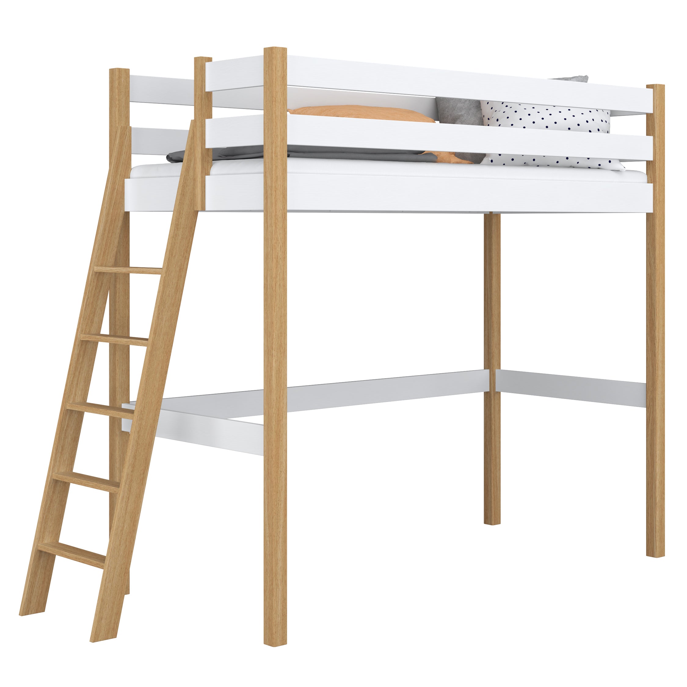 Hoogslaper houten wit-eiken – kinderkamer, massief hout, scandi stijl