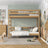 Stapelbed naturel eiken – ladder en bedhekje eiken, Nizio Home