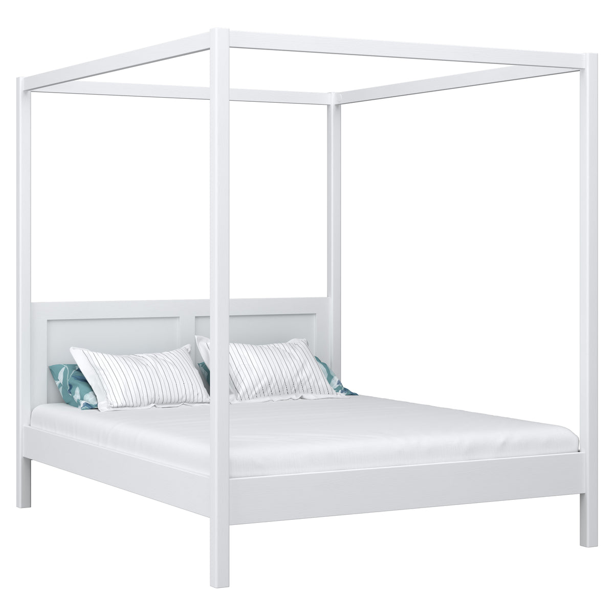 Tweepersoonsbed met hemelbed N02 houten in kleur op bestelling RAL/NCS – massief hout, Nizio