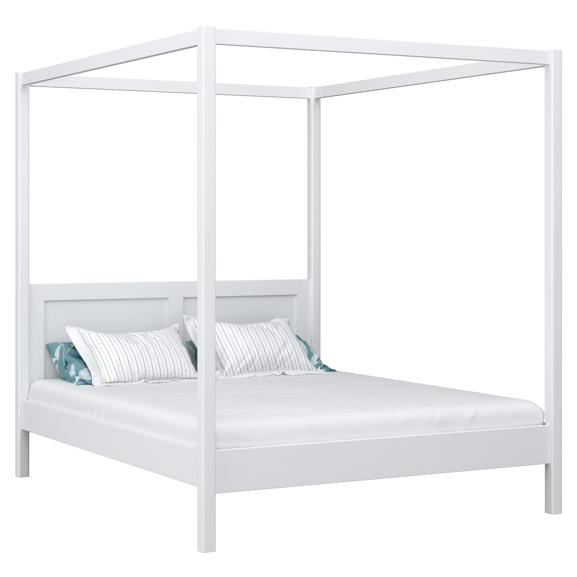 Tweepersoonsbed met hemelbed N02 houten in kleur op bestelling RAL/NCS – massief hout, Nizio