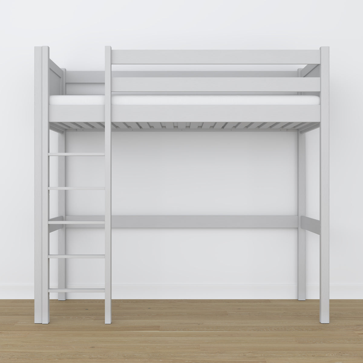 Hoogslaper grijs – houten ladder en bedhekje, Nizio Home