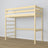 Lit mezzanine en bois pin incolore – sommier à lattes, vue de côté