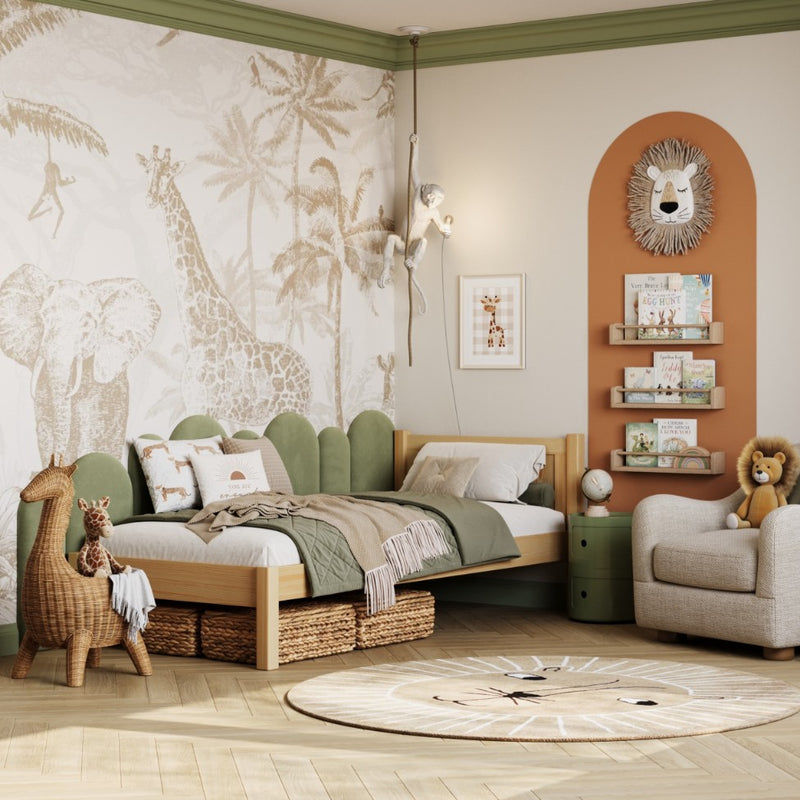 Lit simple en bois pin naturel – chambre d'enfant, bois massif, style scandinave
