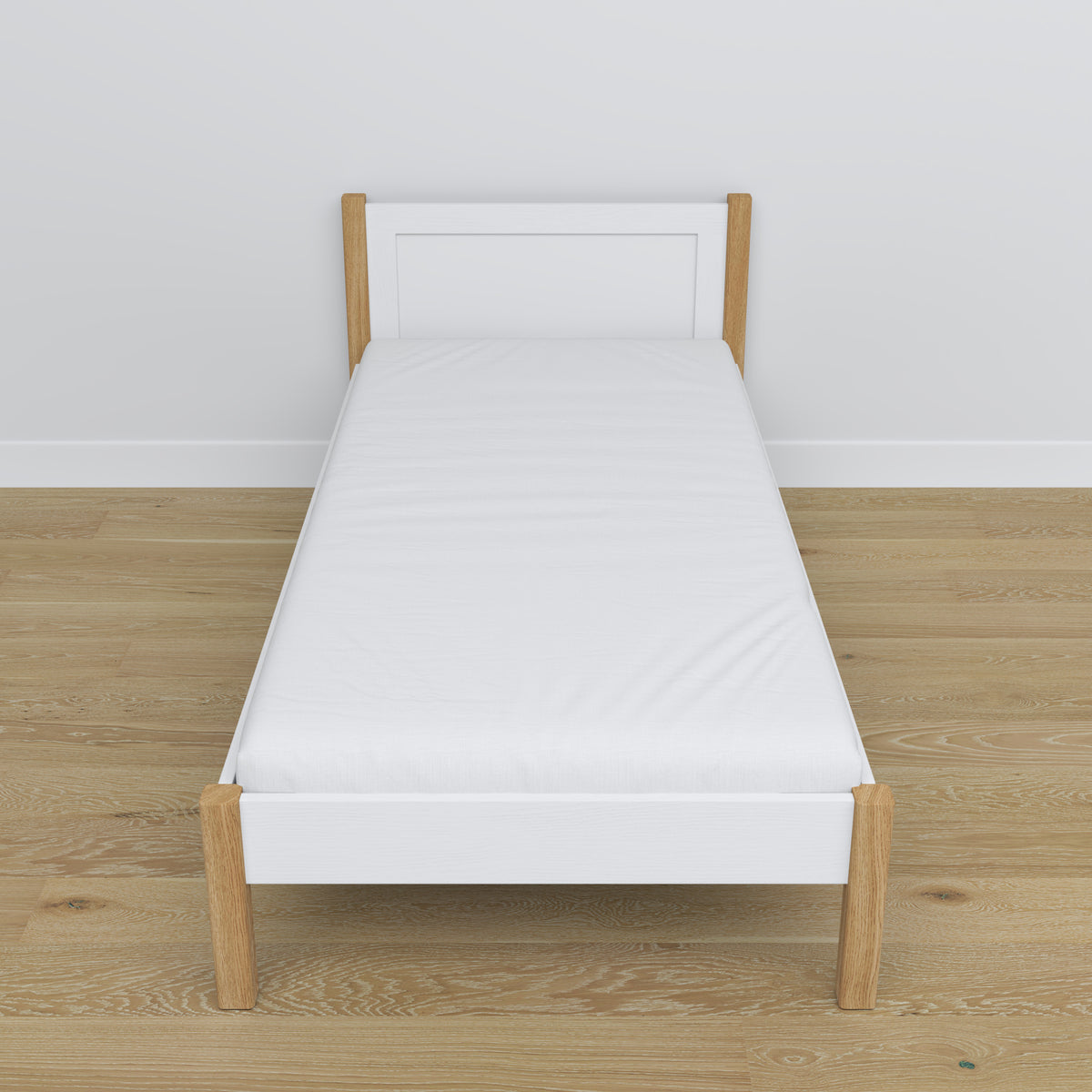 Lit blanc-chêne en bois – dimensions et schéma, Nizio Home