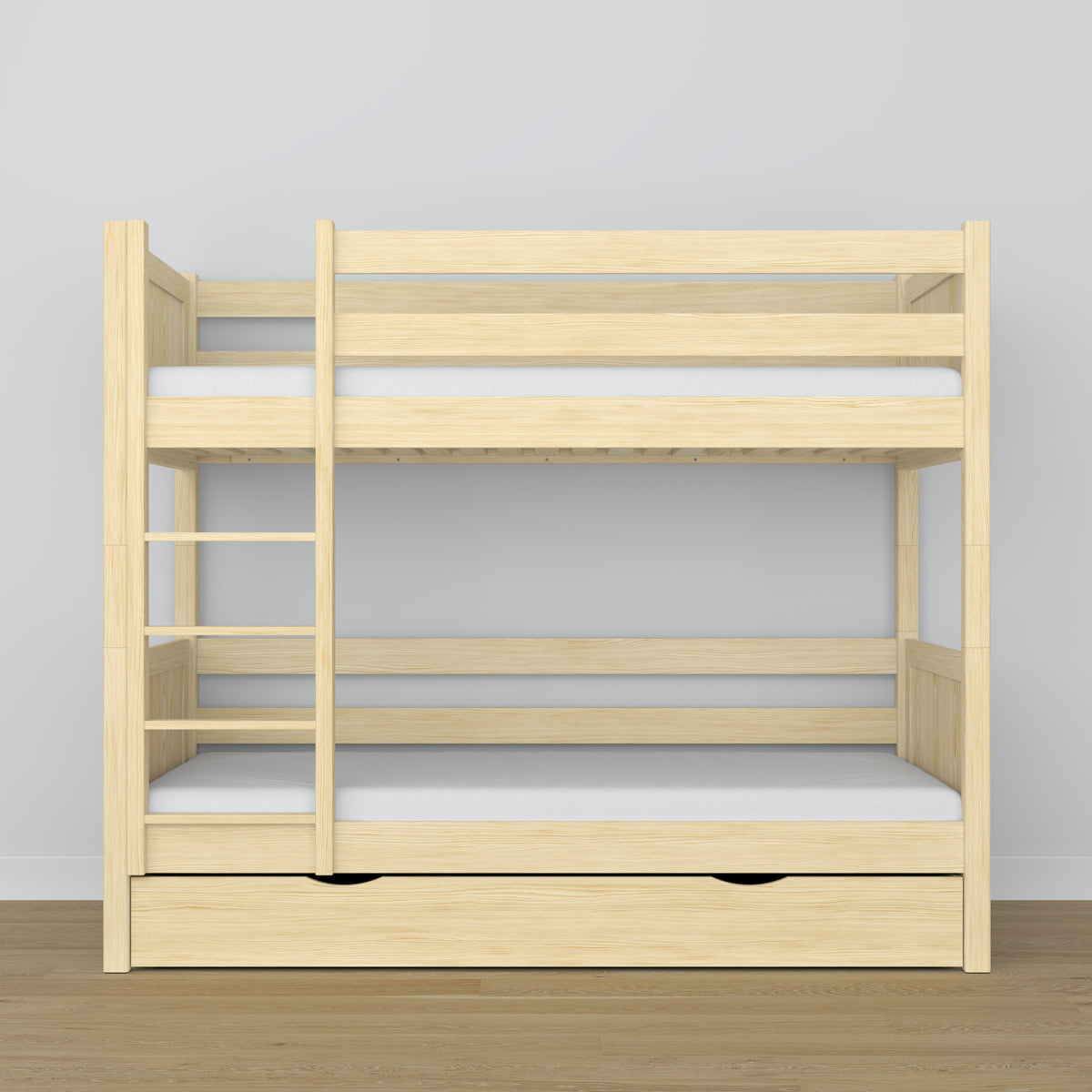 Stapelbed met lade transparant grenen van hout – Scandinavisch design, Nizio