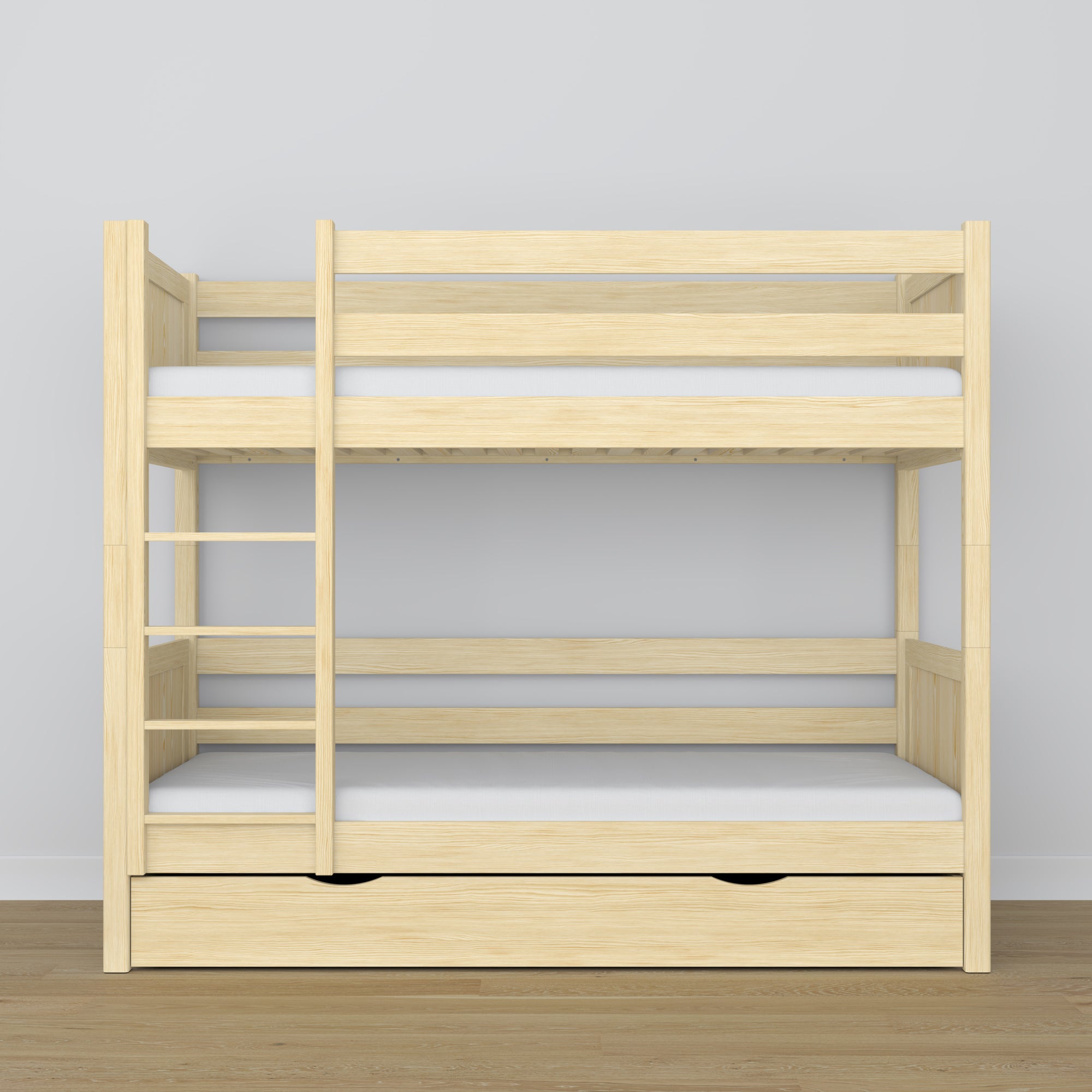 Stapelbed met lade transparant grenen van hout – Scandinavisch design, Nizio