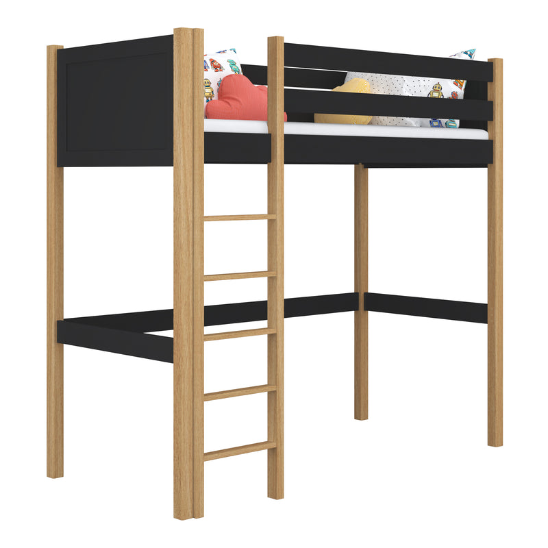 Hoogslaper houten zwart-eiken – kinderkamer, massief hout, scandi stijl