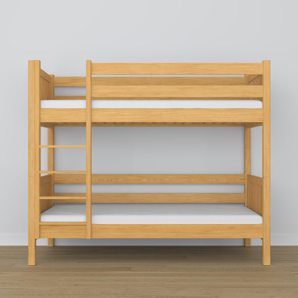 Natural Pine Bunk Bed – Wooden Ladder and Safety Rail, Nizio Home