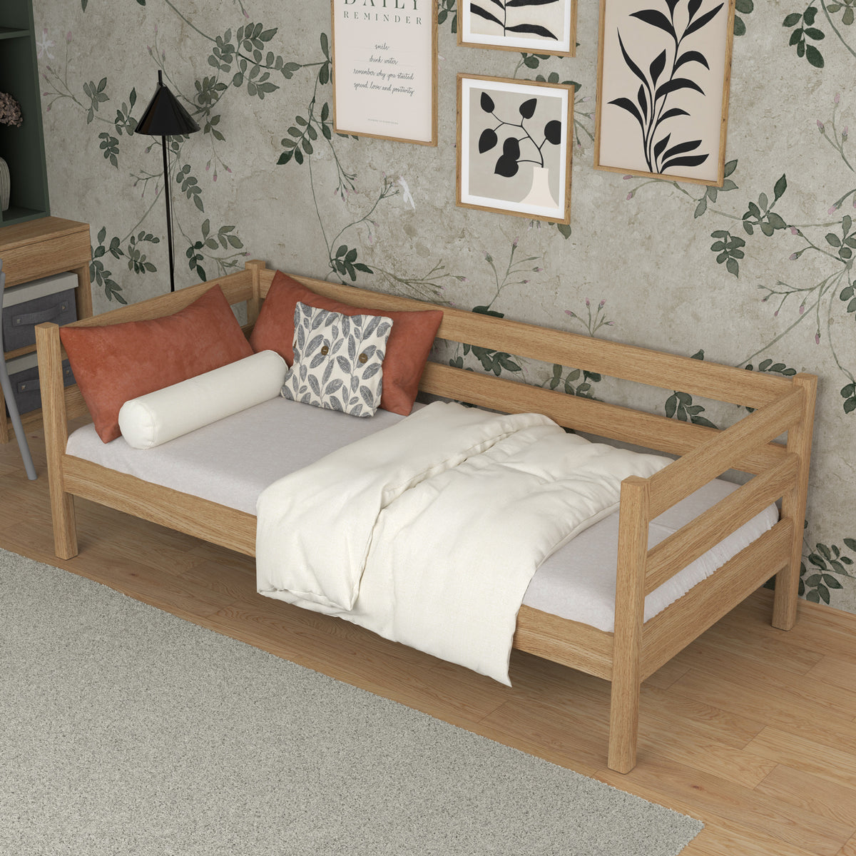 Slaapbank naturel eiken in kinderkamer – scandi inrichting, eiken