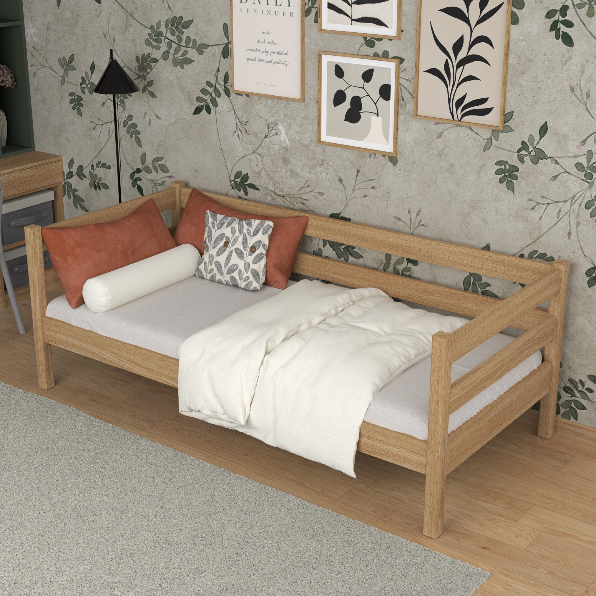 Slaapbank naturel eiken in kinderkamer – scandi inrichting, eiken