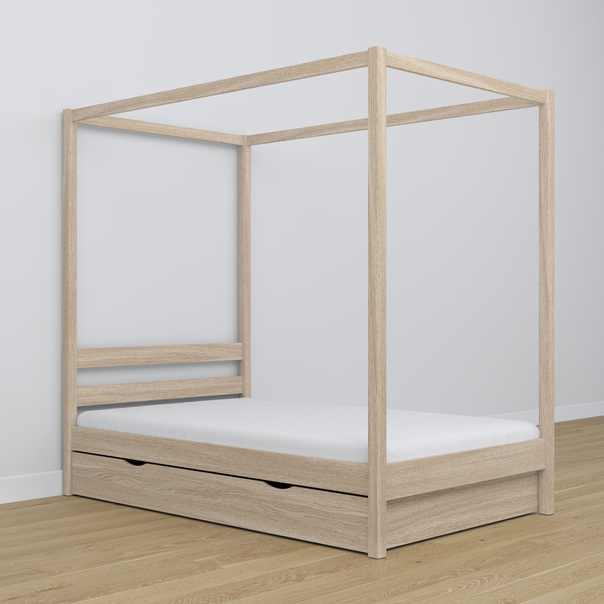Hemelbed eiken gewit eiken – decoratief frame, kinderkamer