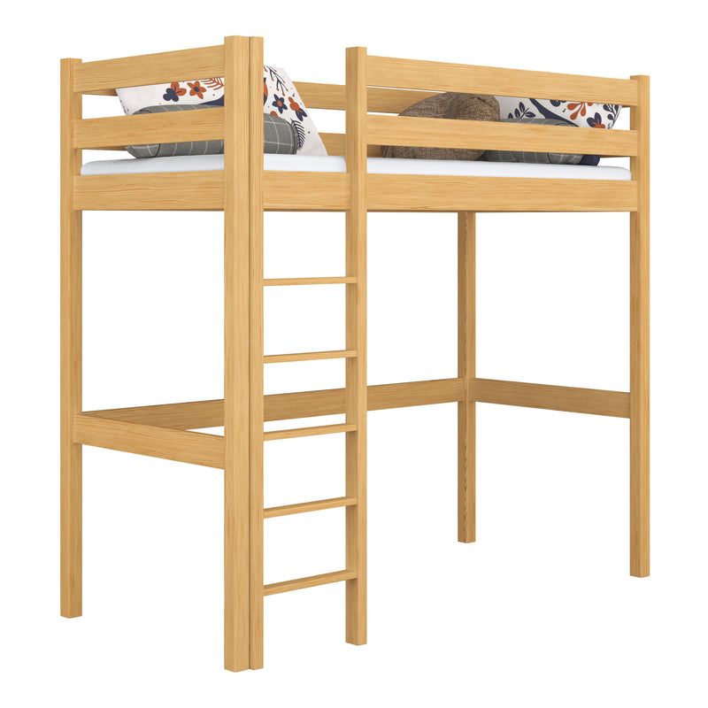 Lit mezzanine en bois pin naturel – chambre d'enfant, bois massif, style scandinave