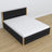 Double bed black with oak – wooden legs and base, close-up