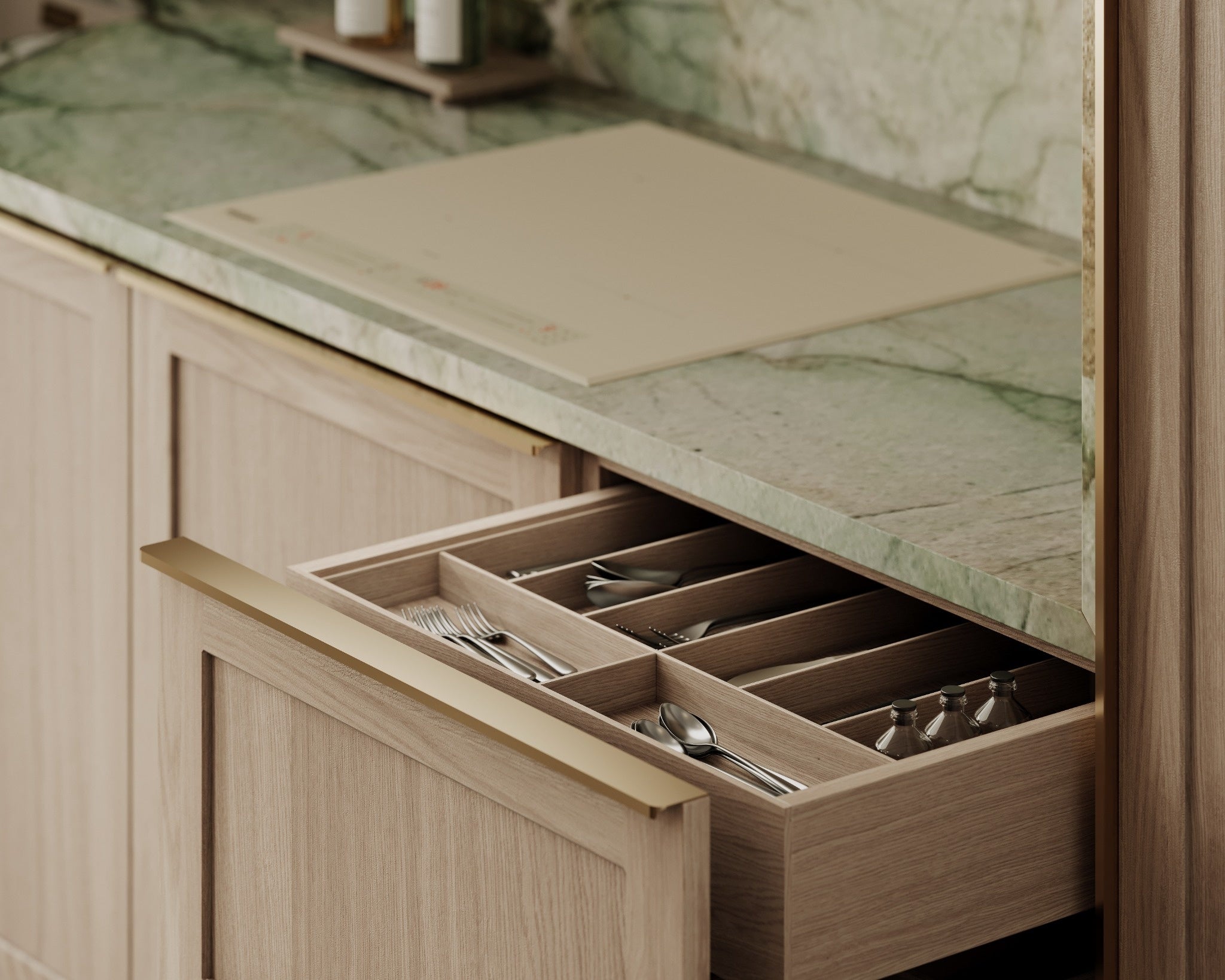Bleached oak furniture front
