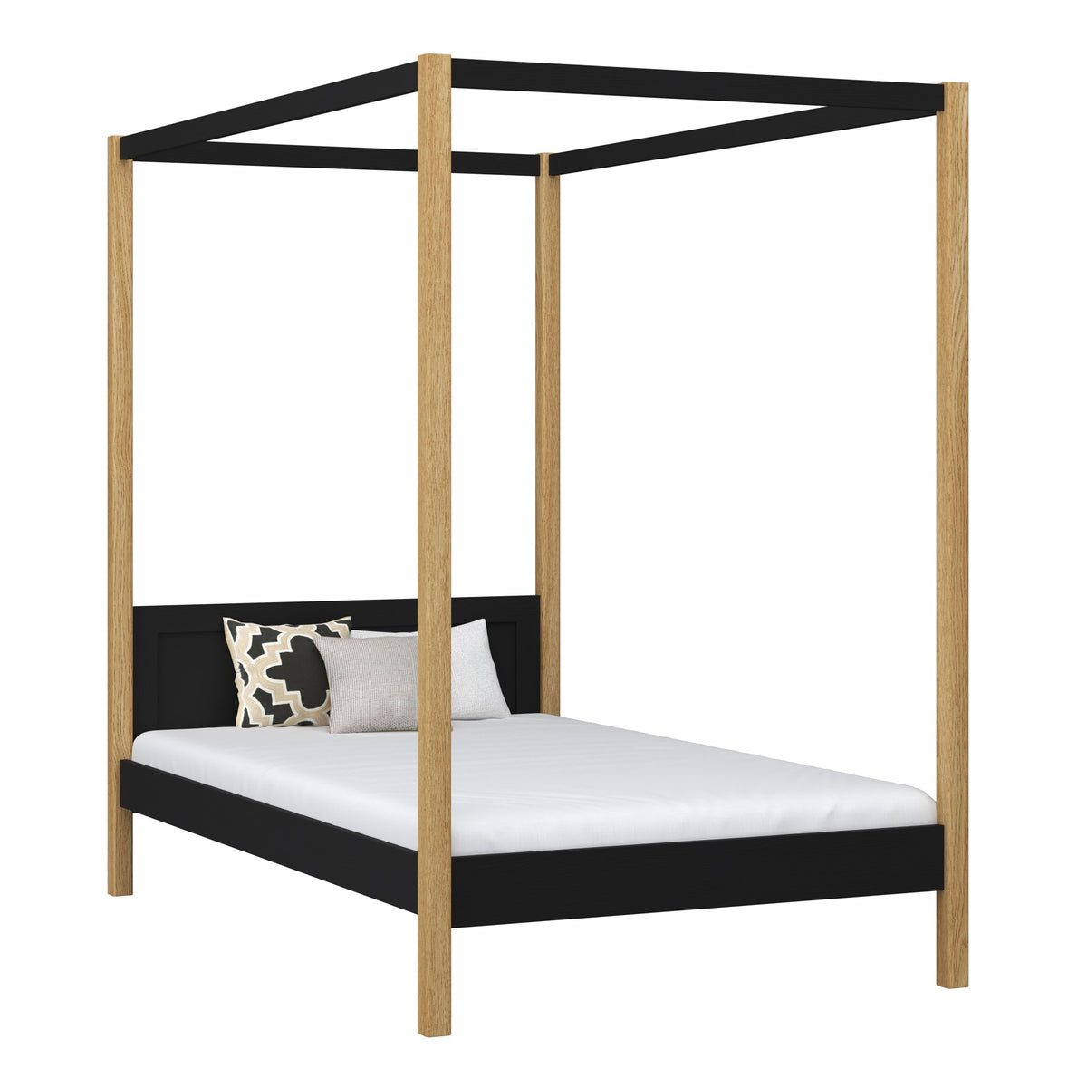 Houten hemelbed zwart-eiken – kinderkamer, Scandinavische stijl Nizio