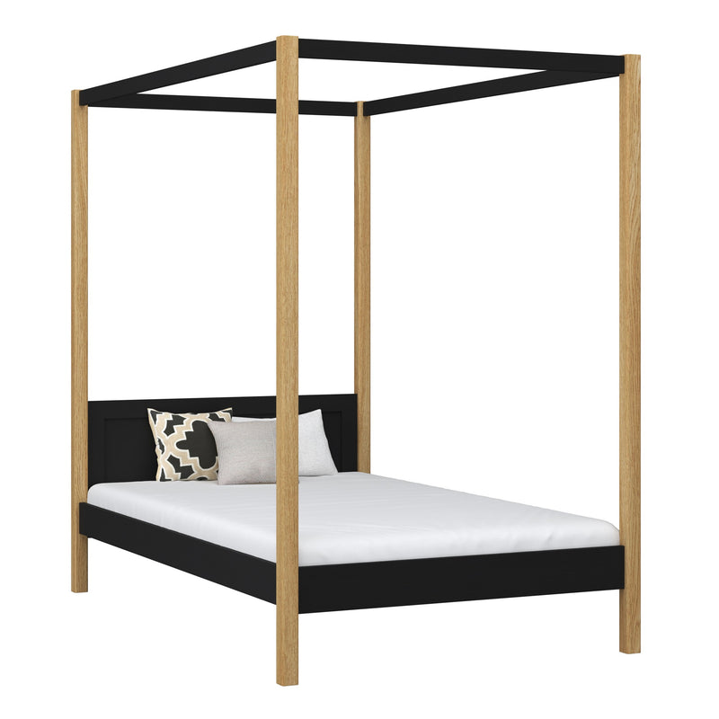 Houten hemelbed zwart-eiken – kinderkamer, Scandinavische stijl Nizio