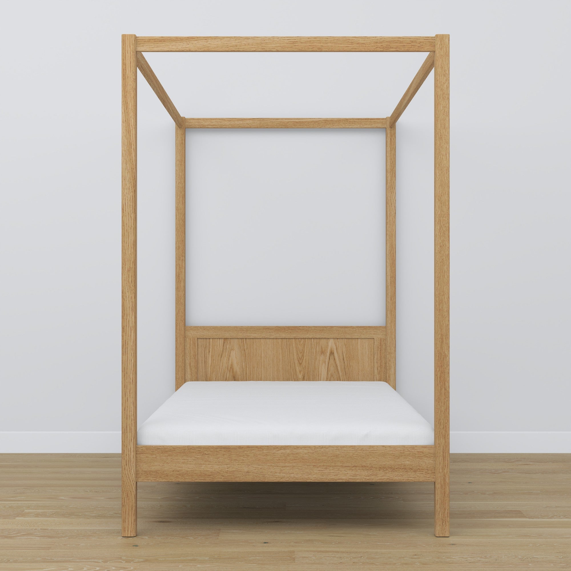 Hemelbed eiken naturel eiken – close-up op hemel en hoofdeinde
