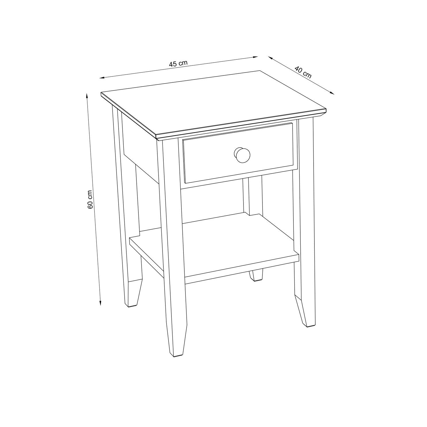 Pine bedside table 1S N01 Scandi natural pine