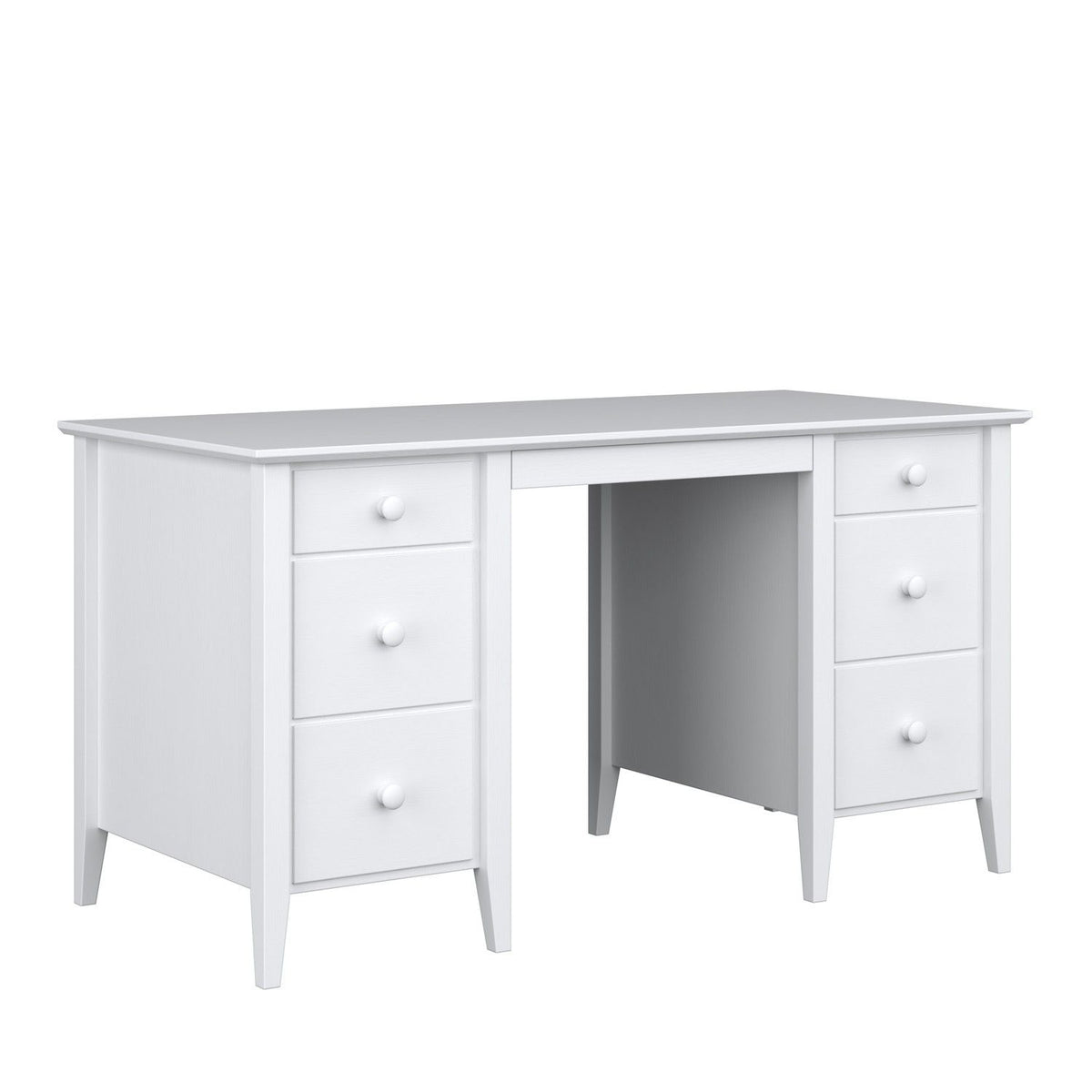 Desk 6S white wooden – side view, tabletop depth