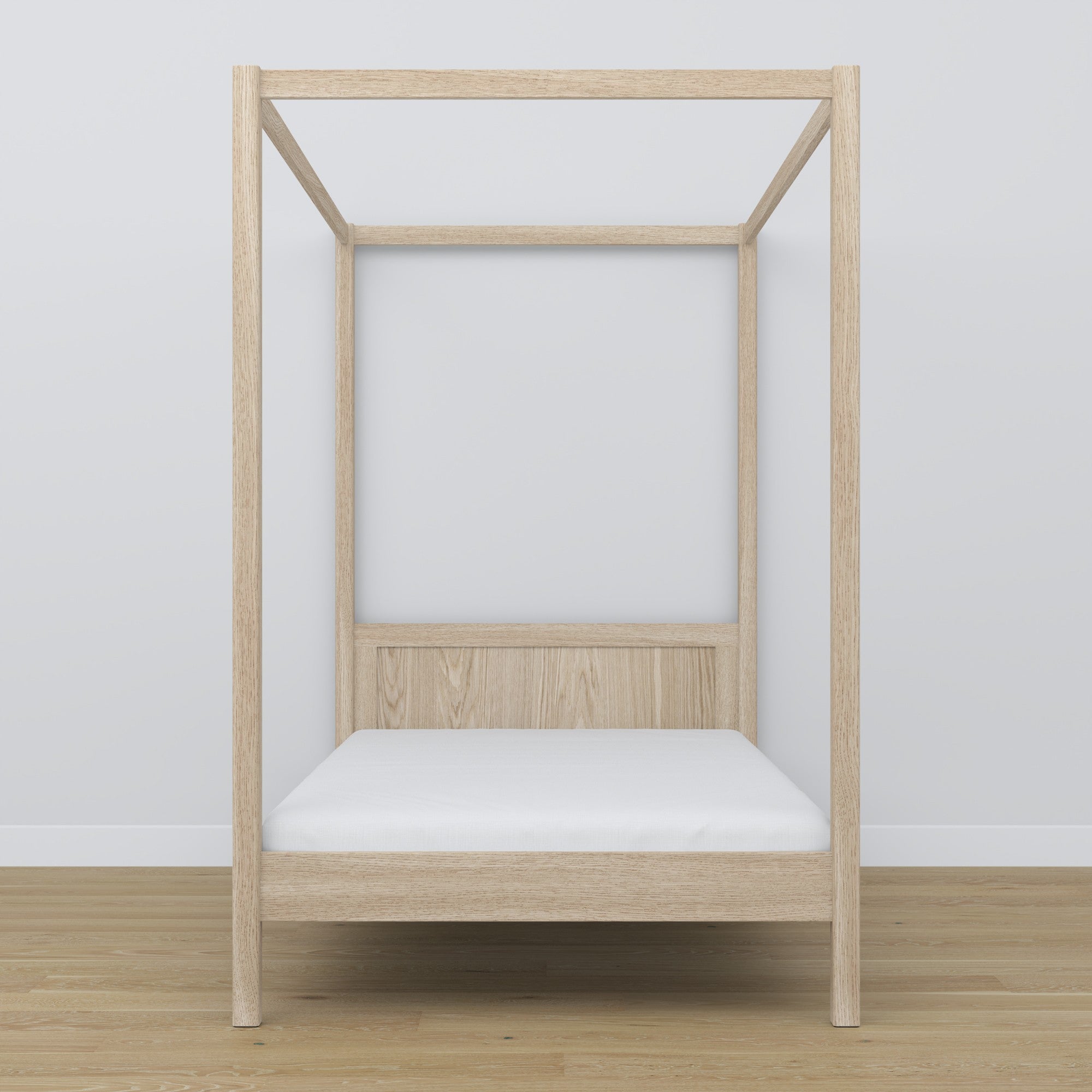Hemelbed eikenhouten gewit eiken – close-up op hemel en hoofdeinde