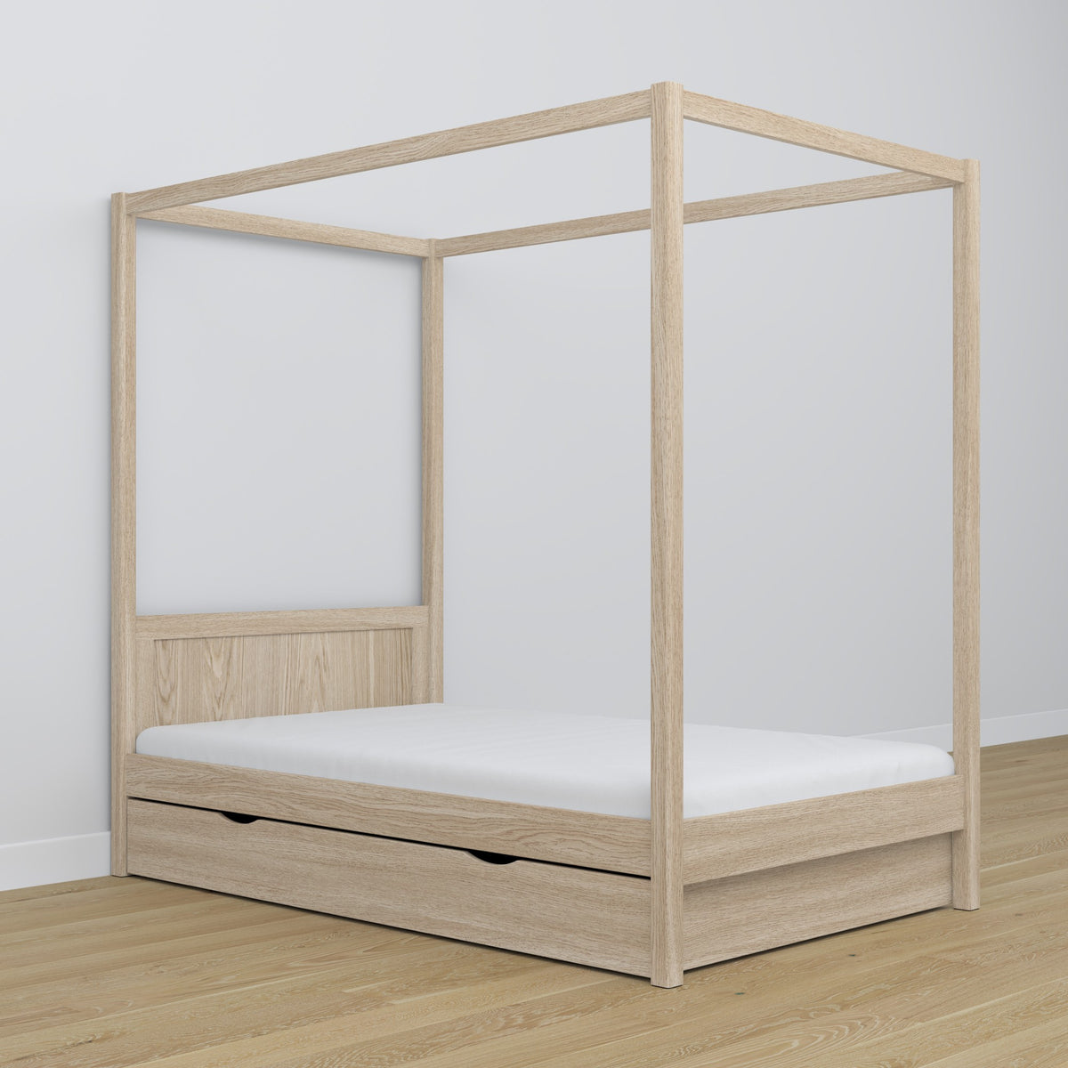 Hemelbed eiken gewit eiken in kinderkamer – scandi inrichting