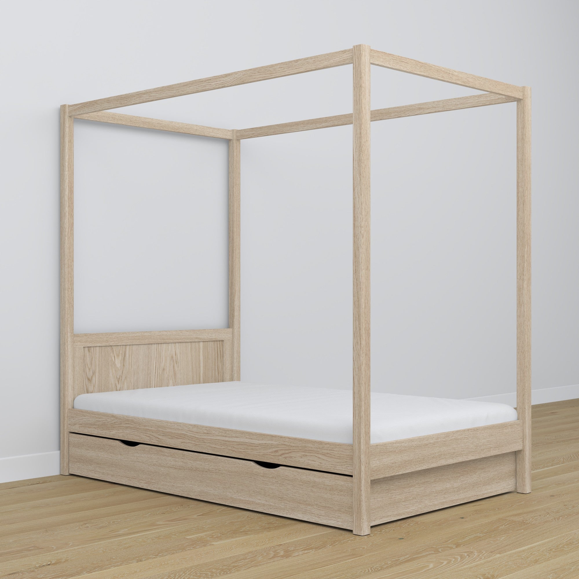 Hemelbed eiken gewit eiken in kinderkamer – scandi inrichting