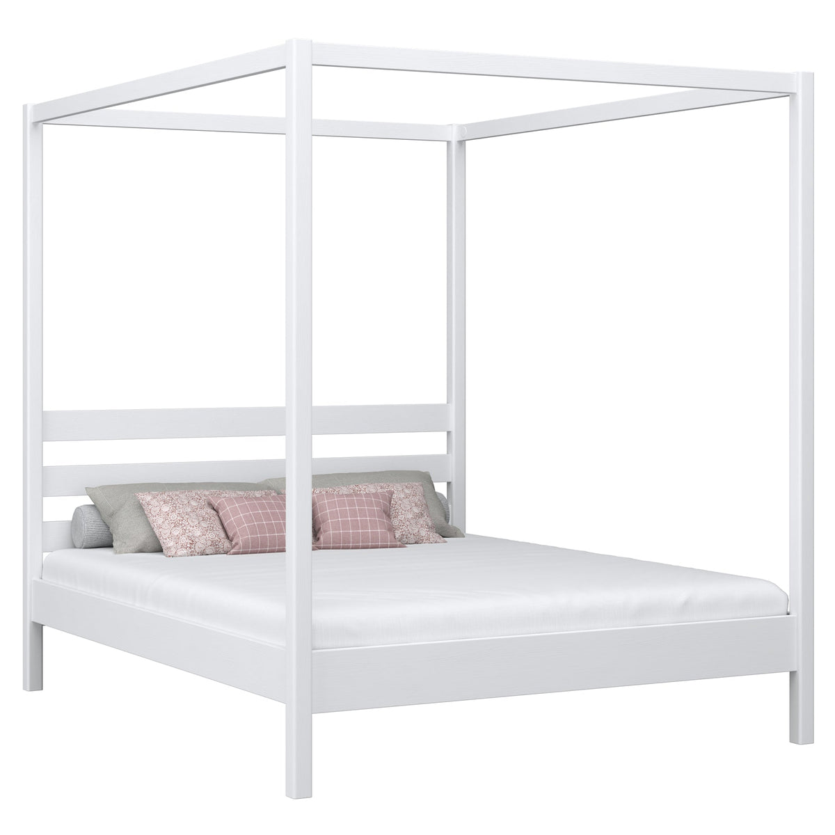 Tweepersoonsbed met hemelbed N01 RAL/NCS – houten, kleur afgestemd op interieur, Nizio Home
