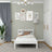 Lit simple en bois blanc – vue de côté, proportions du meuble