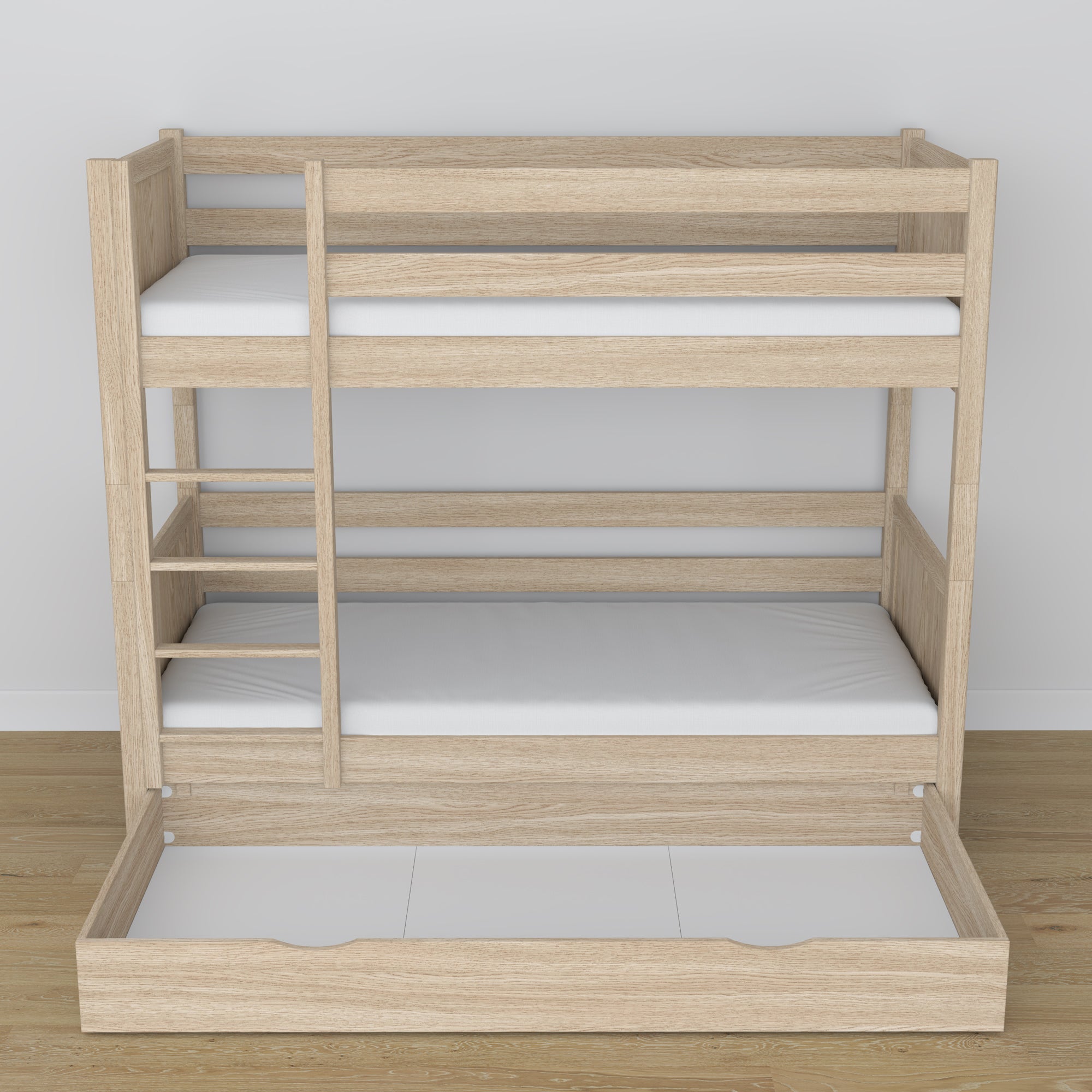 Houten stapelbed gewit eiken met lade – afmetingen en schema, Nizio