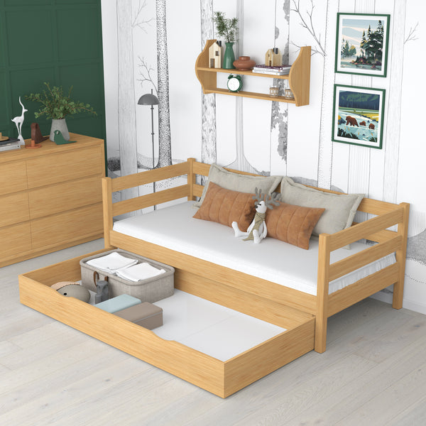 Łóżko sofa z szufladą N01 sosna naturalna – dodatkowy widok, trwała jakość Nizio Home