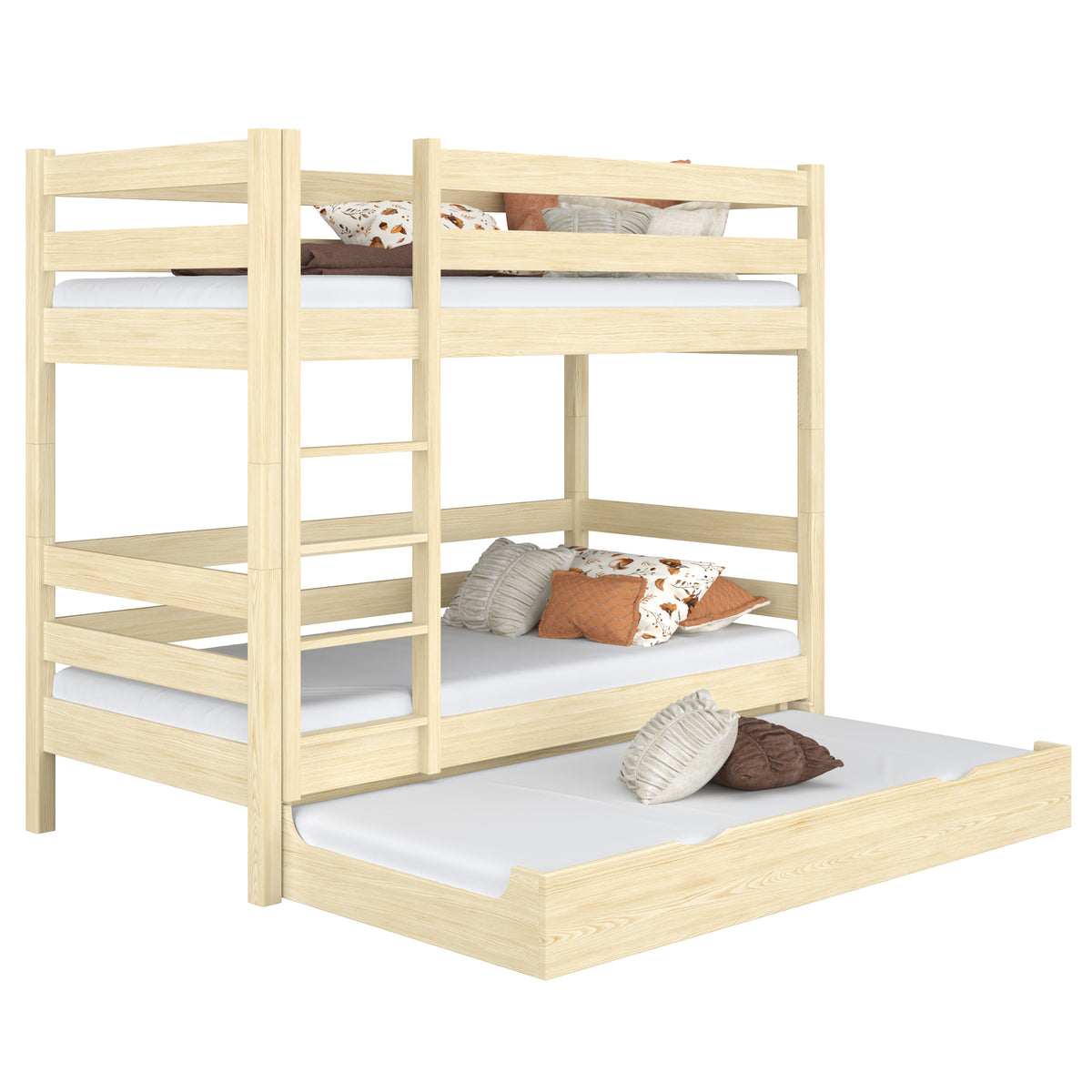 Stapelbed met matraslade houten transparant grenen – scandi kinderkamer