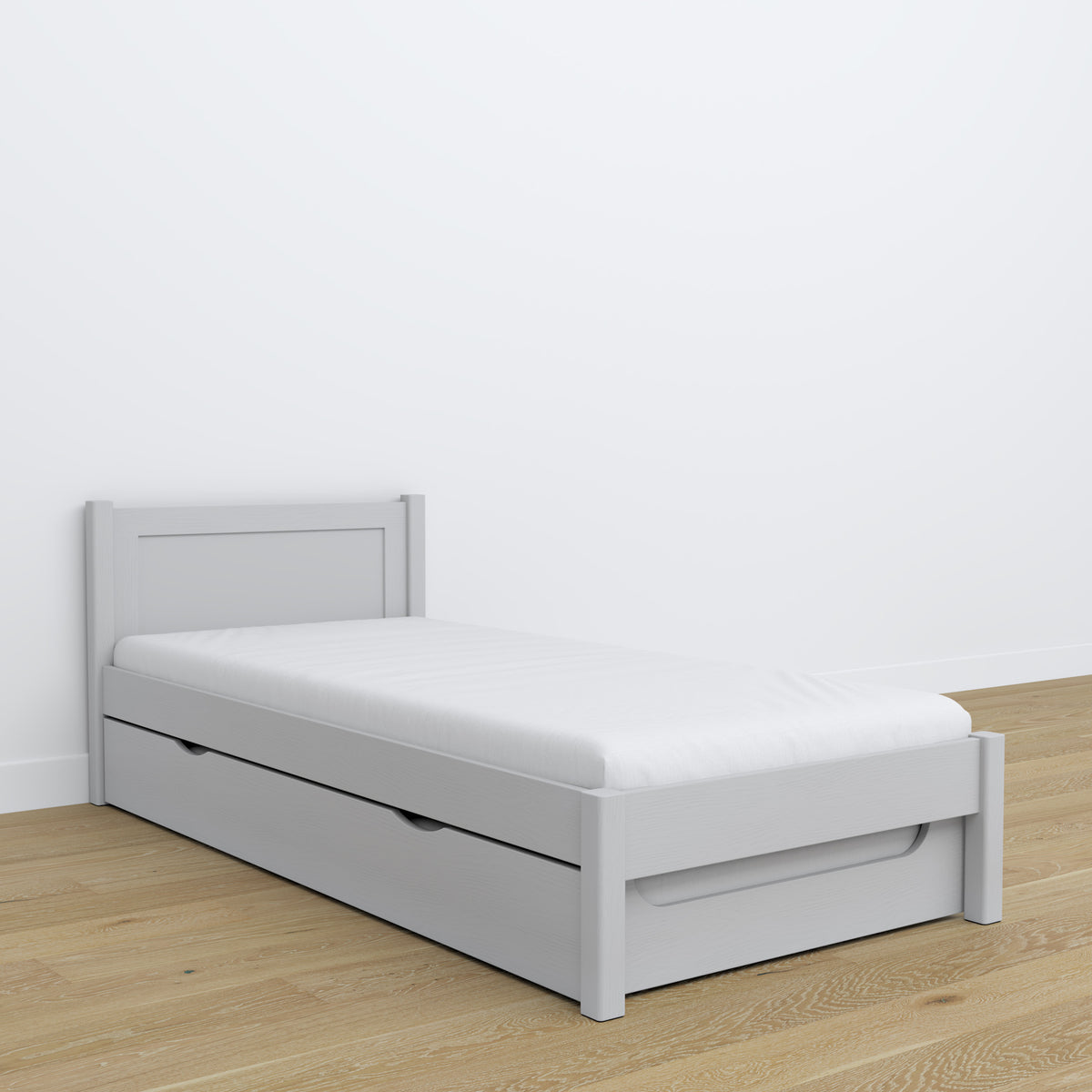 Lit avec tiroir pour matelas en bois gris – décoration de chambre d'enfant