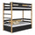 Lit superposé avec tiroir en bois noir-chêne – chambre d'enfant, bois massif, scandinave